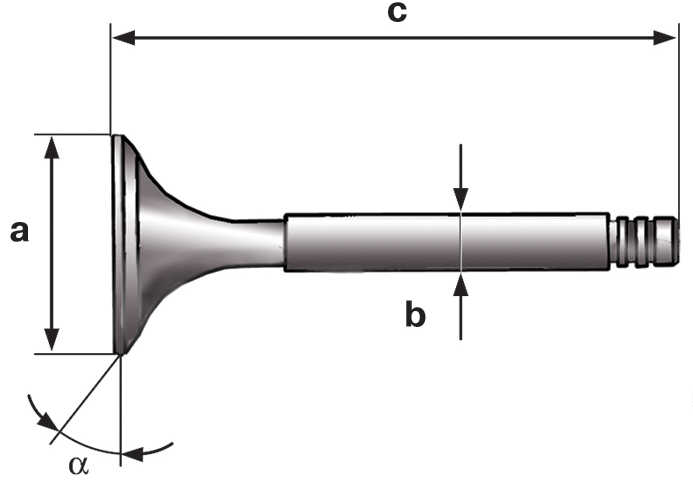 Схема размеров клапана двигателя Skoda Fabia I