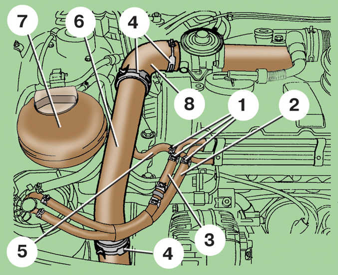 Схема моторного отсека Skoda Fabia I