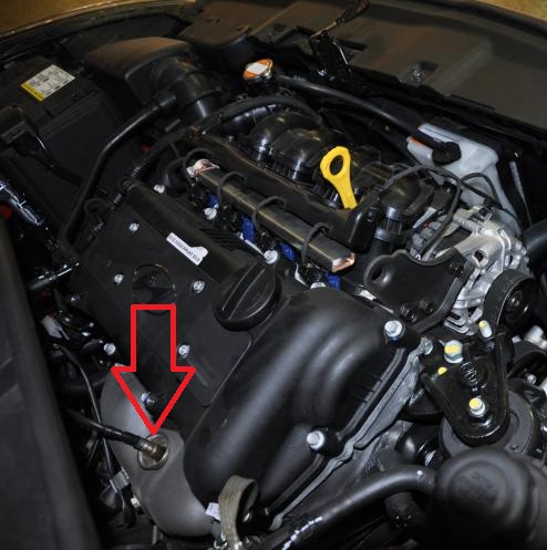 Расположение управляющего датчика концентрации кислорода на автомобиле Hyundai Solaris