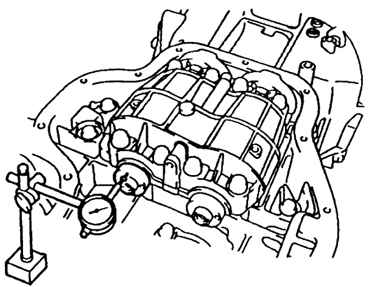 Проверка осевого люфта балансирных валов Toyota Camry с помошью циферблатного индикатора