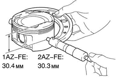 Измерение диаметра юбки поршня Toyota Camry