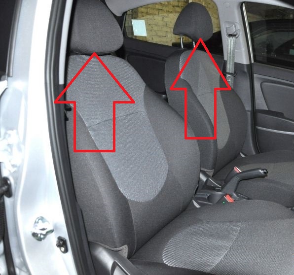 Подголовники передних сидений на автомобиле Hyundai Solaris