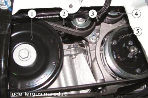 Проверка ремня привода вспомогательного оборудования Lada Largus