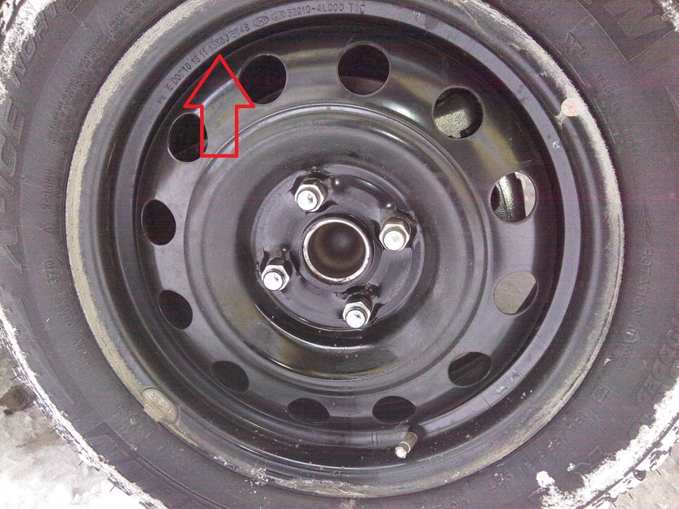 Маркировка диска колеса на автомобиле Hyundai Solaris
