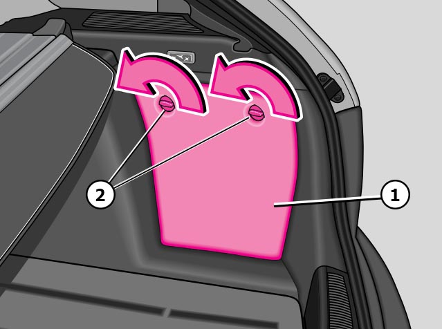 Схема расположения вещевого ящика в багажнике Skoda Fabia I