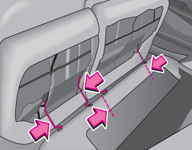 Схема освобождения и снятия подушек задних сидений автомобиля Skoda Fabia I