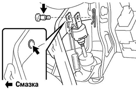 Установка вилки толкателя главного цилиндра сцепления Toyota Camry 