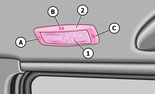 Схема заднего плафона освещения салона автомобиля Skoda Fabia I