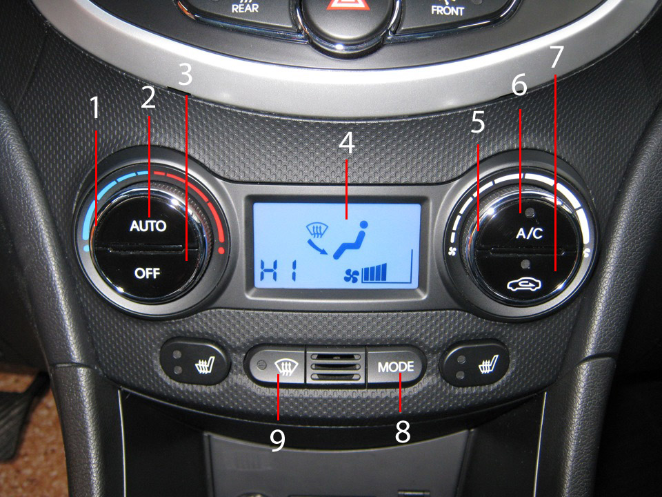 Автоматическая система управления климат-контролем на автомобиле Hyundai Solaris 2010-2016