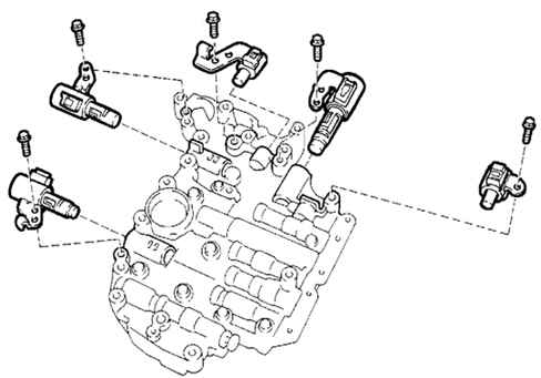 Снятие электромагнитных клапанов переключения передач Toyota Camry 