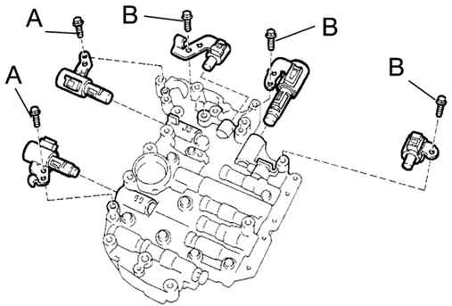 Установка электромагнитных клапанов переключения передач Toyota Camry 