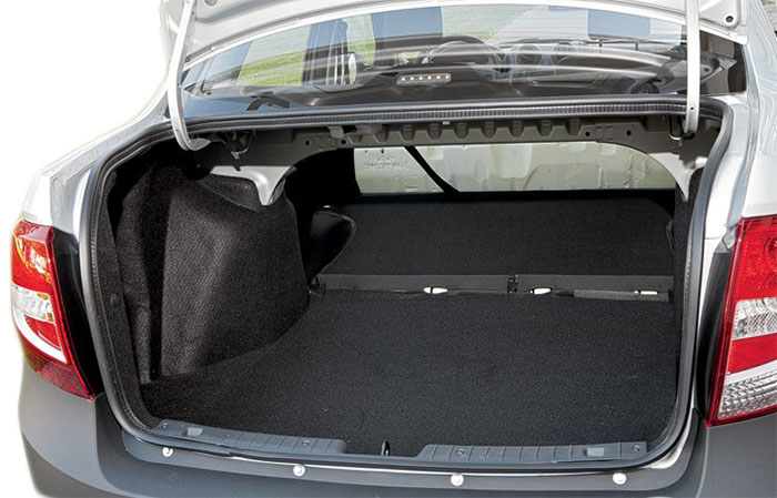 Объем багажника при сложенных сиденьях ВАЗ 2190 2191 Lada Granta