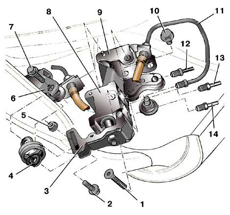Схема деталей регулятора давления тормоза автомобиля Skoda Fabia I