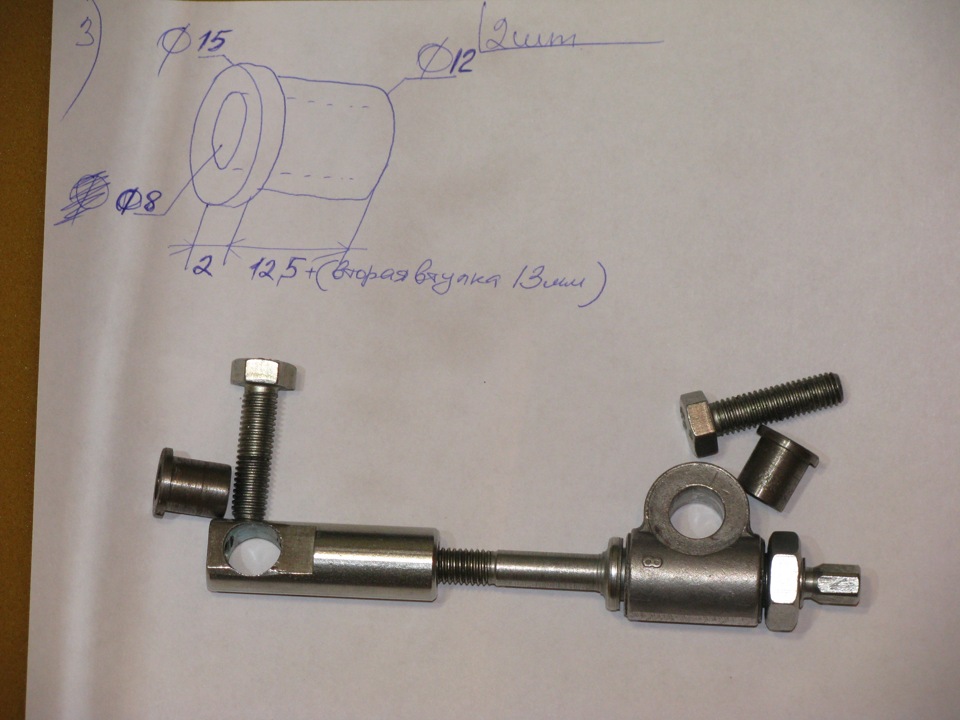 The dimensions of the bushings on the mounting brackets for the belt tensioner mechanism of the Lada Grant generator (VAZ 2190)