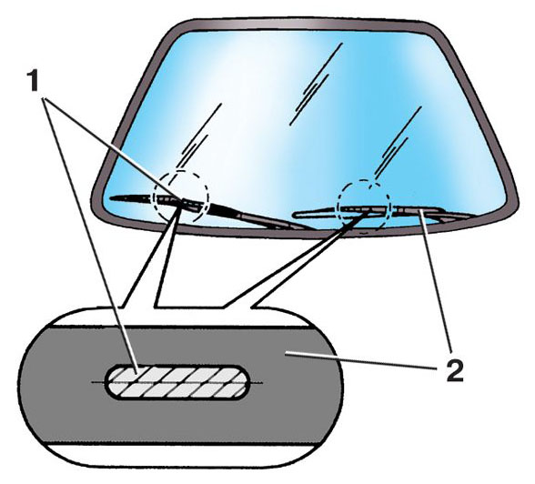 Схема регулировки положения рычагов с щетками очистителя ветрового стекла автомобиля Skoda Fabia I