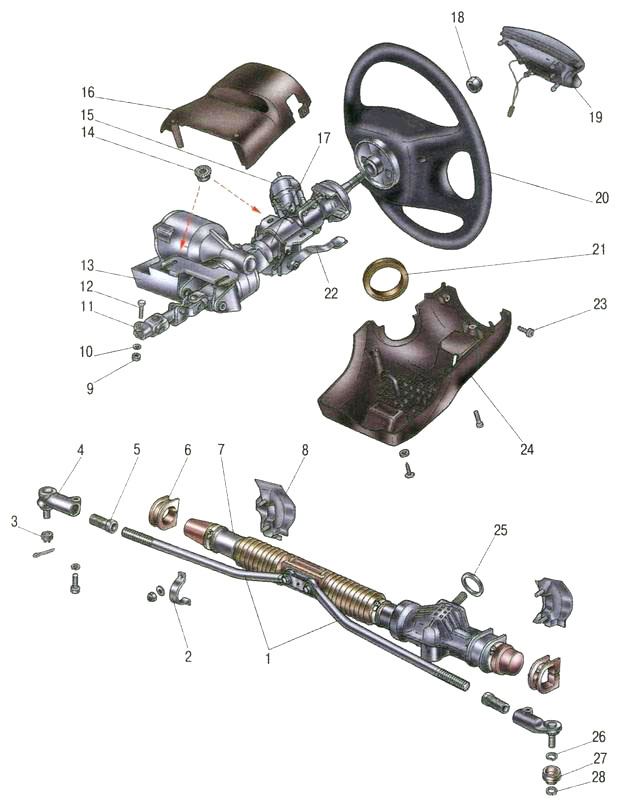 Схема рулевого управления автомобиля ВАЗ (Lada) Kalina 1118
