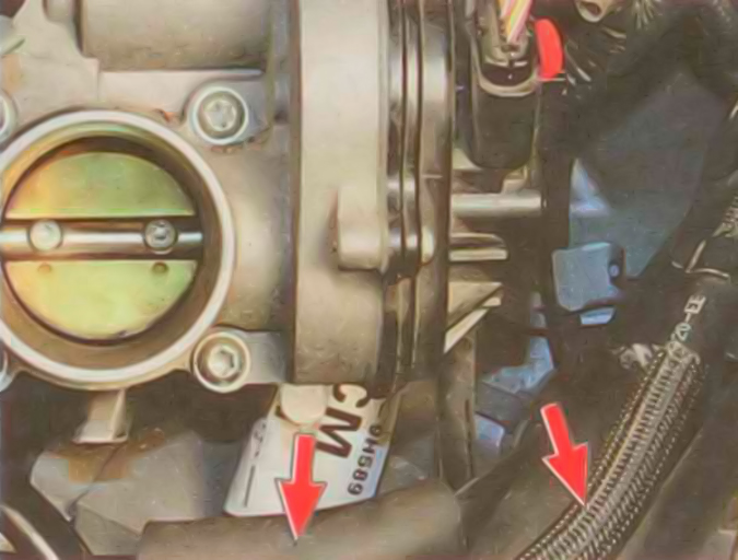 Отсоединение шлангов вакуумного усилителя тормозов и клапана продувки адсорбера автомобиля Ford Focus 2